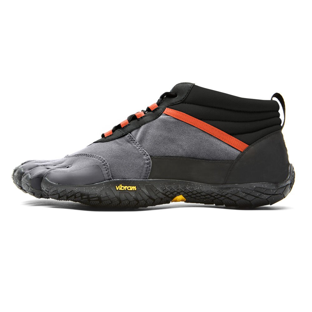 Zapatos Descalzos Hombre Negros/Grises/Rojos - FiveFingers V-Trek Insulated - EYXLAP-361